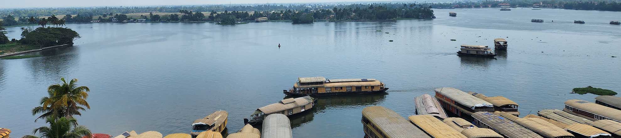 River with boats in India