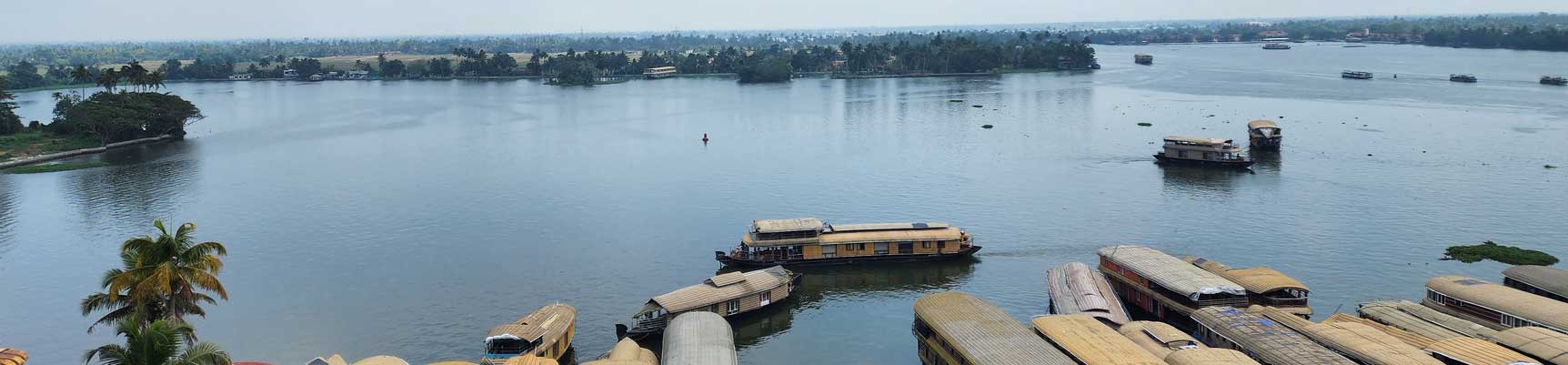 River with boats in India